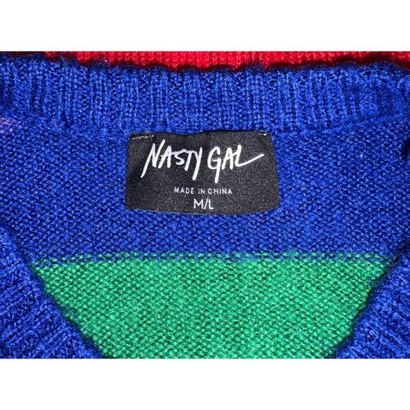 Nasty Gal Women’s M/L Rainbow Crewneck Sweater - Picture 4 of 8
